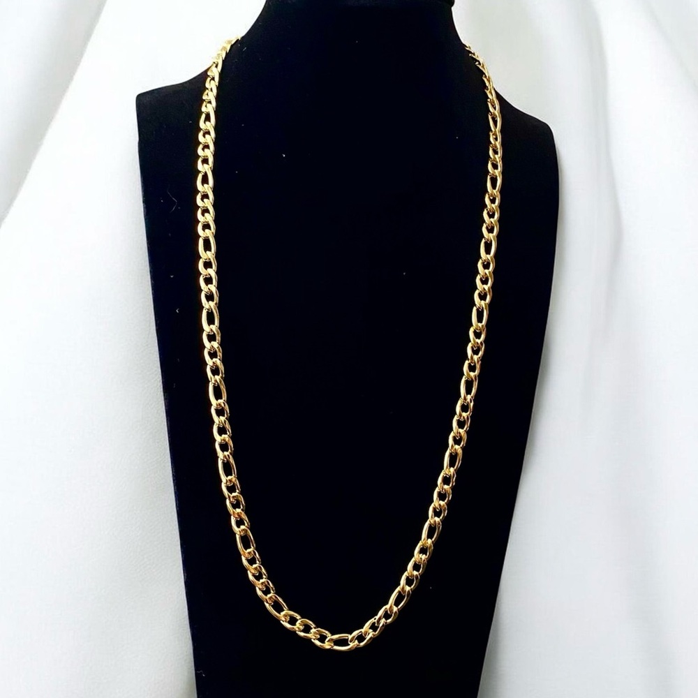 22” 14 Karat Gold Plated Stainless Steel Figaro Chain for Men – 5mm